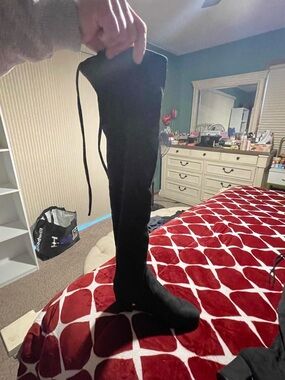 Black Over-the-Knee Suede Boots
